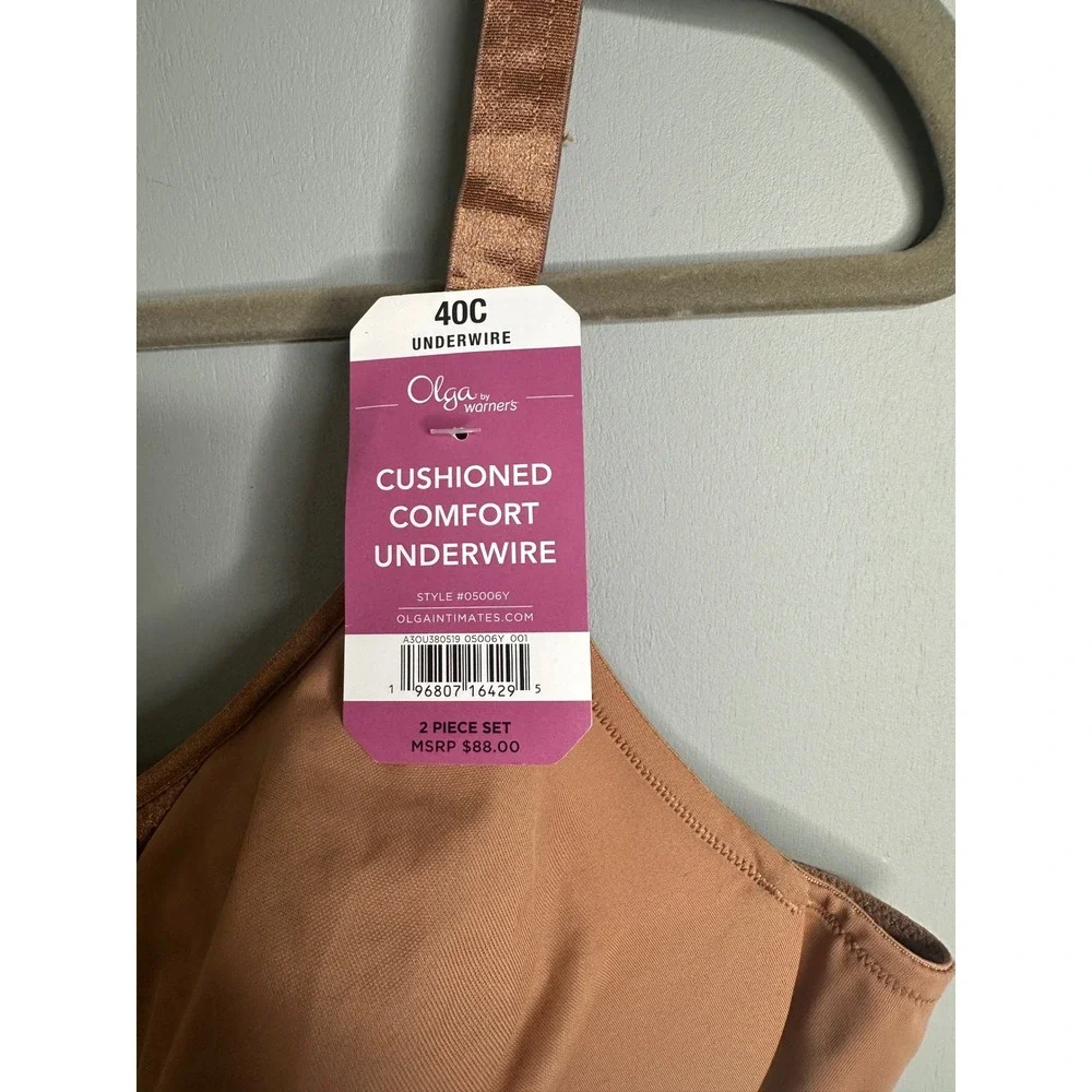 Olga by Warner's Cushioned Comfort Underwire Bra 40C Tan 05006O NWT - Picture 2 of 10